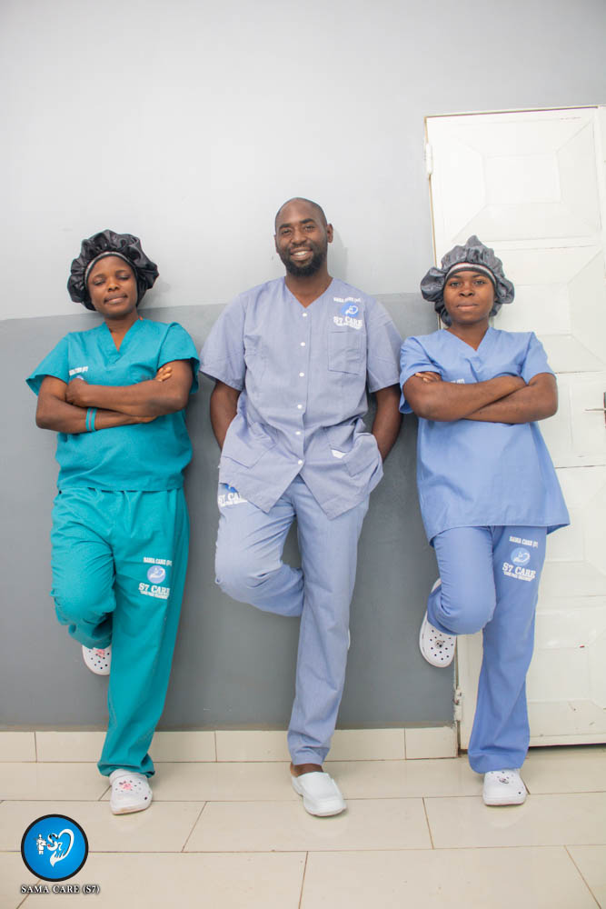 Diverse group of professional caregivers smiling together